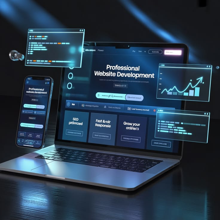 Responsive website development on screen for a business in Aba